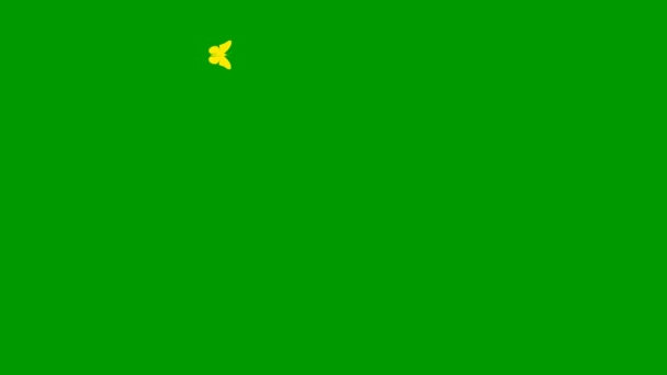 노란색 나비가 다닌다 비디오 초록색 배경에서 — 비디오