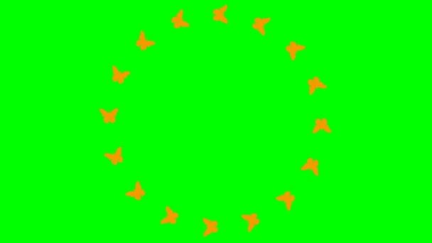 Animated Frame Orange Butterflies Fly Circle Looped Video Summer Spring — Stock Video