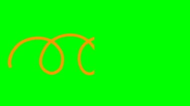 Döngülü okun canlandırılmış sembolü. El çizimi turuncu ok sağ tarafı gösteriyor. Vektör illüstrasyonu yeşil arkaplanda izole edildi.