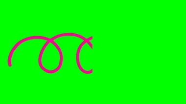 Döngülü okun pembe sembolü. Elle çizilmiş morumsu ok sağ tarafı gösteriyor. Vektör illüstrasyonu yeşil arkaplanda izole edildi.