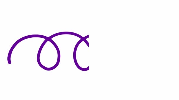 带圆环箭头的动画符号 手绘紫色箭头指向右边 在白色背景上孤立的向量图 — 图库视频影像