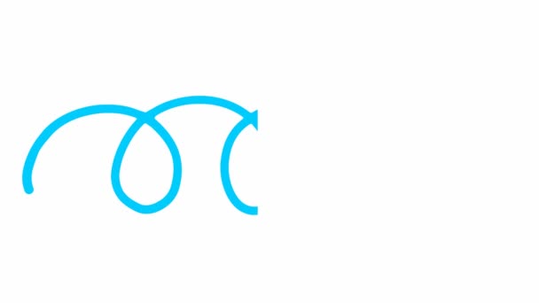 ループと矢印のアニメーションシンボル 右側に青い矢印ポイントを描画手 白を基調としたベクトルイラスト — ストック動画