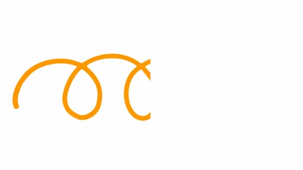 带圆环箭头的动画符号 手绘橙色箭头指向右边 在白色背景上孤立的向量图 — 图库视频影像