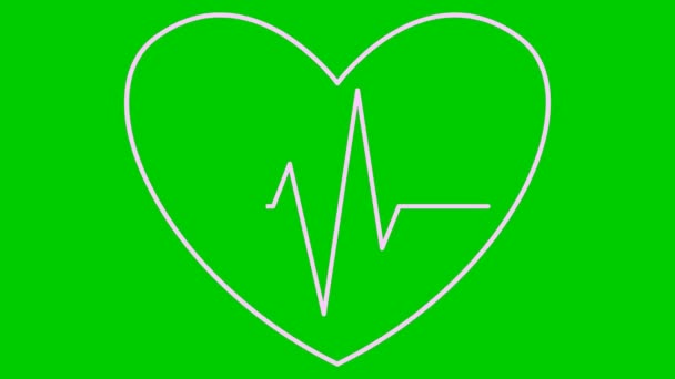 Animované Růžové Bušící Srdce Elektrokardiogramem Lineární Symbol Pulzujícího Kardiogramu Smyčka — Stock video