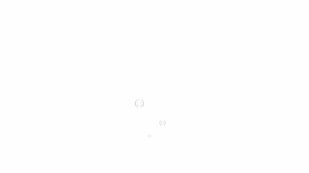 Анимационный Серебряный Символ Эмоций Летает Снизу Вверх Линейные Иконки Улыбок — стоковое видео