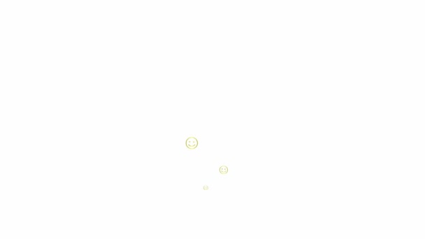感情のアニメーション黄金のシンボルは 下から上に飛ぶ 笑顔の線形アイコン 気分の概念 ループビデオだ 白を基調としたベクトルイラスト — ストック動画