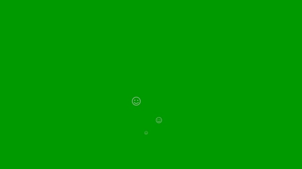 感情のアニメーションピンクのシンボルは下から上に飛ぶ 笑顔の線形アイコン 気分の概念 ループビデオだ 緑の背景に独立したベクトル図 — ストック動画