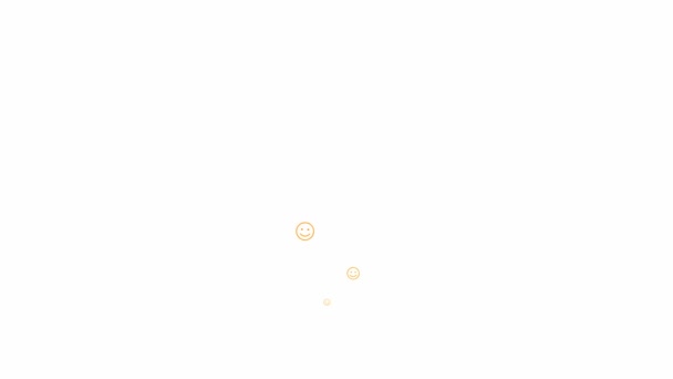 Анимированный Оранжевый Символ Эмоций Летает Снизу Вверх Линейные Иконки Улыбок — стоковое видео