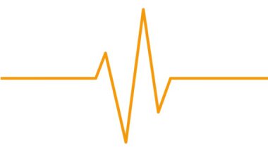 Animasyon turuncu çizgi elektrokardiyogram. Nabız atan kardiyogramın doğrusal sembolü. Döngülü video. Grafik, kardiyoloji, tıp kavramı. Beyaz arkaplanda izole edilmiş vektör illüstrasyonu.