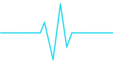 Animasyon mavi çizgi elektrokardiyogram. Nabız atan kardiyogramın doğrusal sembolü. Döngülü video. Grafik, kardiyoloji, tıp kavramı. Beyaz arkaplanda izole edilmiş vektör illüstrasyonu.