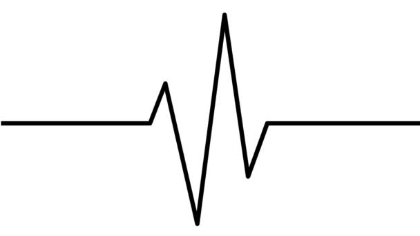 Animated Black Line Electrocardiogram Linear Symbol Pulsating Cardiogram Looped Video — Stock Video