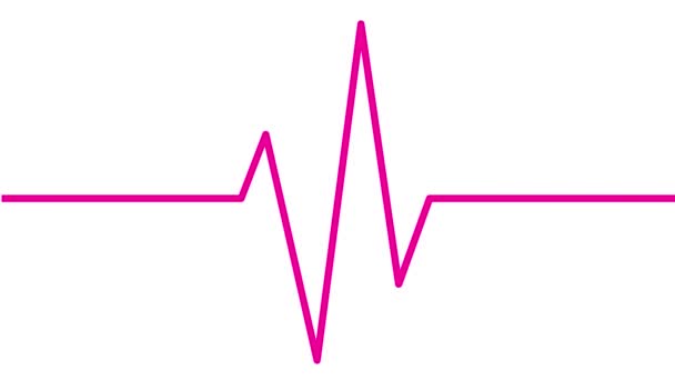 有生命的粉色心电图线 脉动心动图的线形品红符号 循环视频 心脏科 医学的概念 白色背景上孤立的向量图 — 图库视频影像