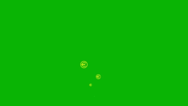 Анимированный Жёлтый Евро Летает Снизу Вверх Фонтан Летающих Монет Концепция — стоковое видео