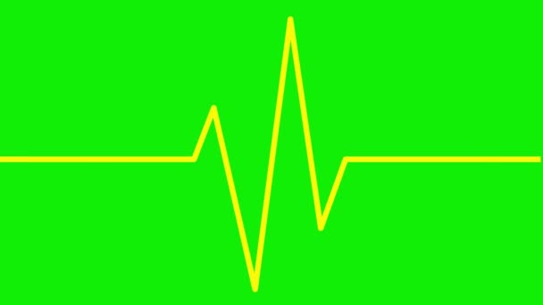 Animerad Gul Linje Elektrokardiogram Linjär Symbol För Pulserande Kardiogram Loopad — Stockvideo