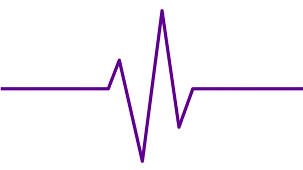 Animovaná Fialová Linie Elektrokardiogramu Lineární Symbol Pulzujícího Kardiogramu Smyčkové Video — Stock video