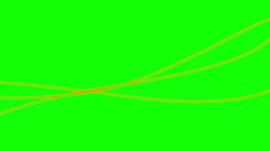 Animasyon çizgileri. Üç tane turuncu çubuk. Dekoratif çizgiler. Dalgalar yavaş yavaş şekil değiştirir. Döngülü video. Düz vektör çizimi yeşil arkaplanda izole edildi.
