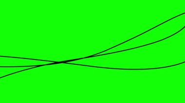 Animasyon çizgileri. Üç siyah çizgi. Dekoratif çizgiler. Dalgalar yavaş yavaş şekil değiştirir. Döngülü video. Düz vektör çizimi yeşil arkaplanda izole edildi.