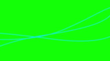 Animasyon çizgileri. Üç mavi çizgi. Dekoratif çizgiler. Dalgalar yavaş yavaş şekil değiştirir. Döngülü video. Düz vektör çizimi yeşil arkaplanda izole edildi.