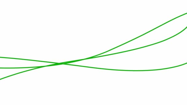アニメのストライプ 緑のバーが3つ 装飾的な線だ 波は徐々に形を変える ループビデオだ 白い背景に孤立したフラットベクトルイラスト — ストック動画