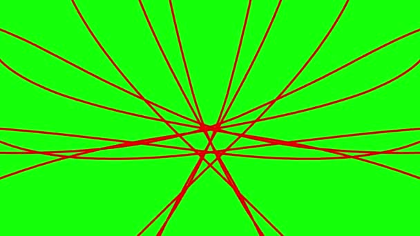 Анимированные Полосы Красные Полосы Декоративные Симметричные Линии Волны Постепенно Меняют — стоковое видео