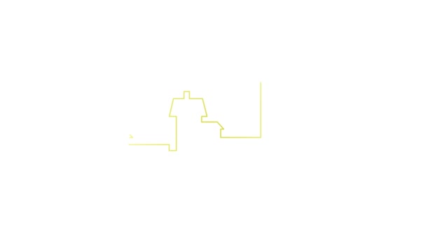 Изображается Анимированный Золотой Силуэт Города Линейный Город Зацикленное Видео Концепция — стоковое видео