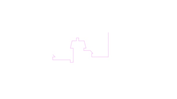 Рисуется Анимированный Розовый Силуэт Города Линейный Город Зацикленное Видео Концепция — стоковое видео