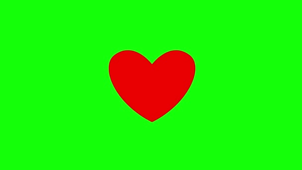 代表心脏跳动的红色动画符号 用射线拍下了跳动的心脏 在绿色背景上孤立的平面矢量图解 — 图库视频影像