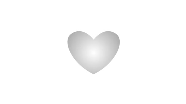 心臓脈動のアニメーション銀のシンボル 光線で心臓を打つ映像 白い背景に隔離されたフラットベクトルイラスト — ストック動画