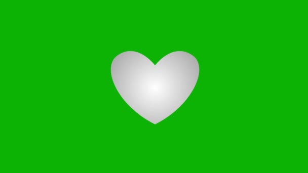 Анимационный Серебряный Символ Пульсации Сердца Зацикленное Видео Бьется Сердце Лучами — стоковое видео