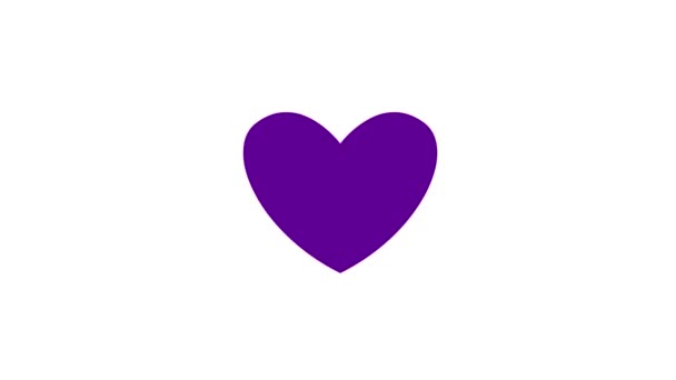 Símbolo Violeta Animado Pulsação Cardíaca Looped Vídeo Batendo Coração Com — Vídeo de Stock