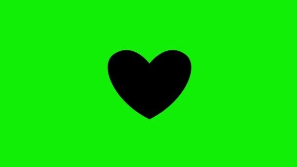 Animovaný Černý Symbol Srdeční Pulzace Smyčkové Video Bijícího Srdce Paprsky — Stock video