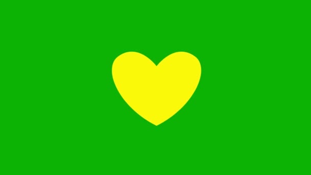 Живой Желтый Символ Пульсации Сердца Зацикленное Видео Бьется Сердце Лучами — стоковое видео