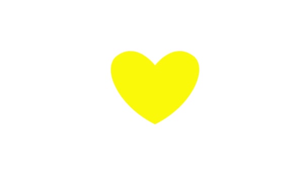 Animovaný Žlutý Symbol Srdeční Pulzace Smyčkové Video Bijícího Srdce Paprsky — Stock video