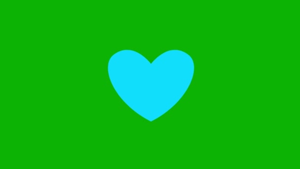 有生命的蓝色象征的心脏跳动 用射线拍下了跳动的心脏 在绿色背景上孤立的平面矢量图解 — 图库视频影像
