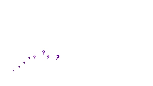 Анимированный Фиолетовый Вопросительный Знак Летает Слева Направо Волна Летающего Символа — стоковое видео