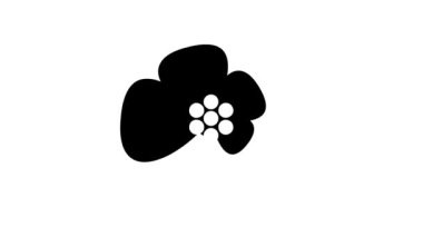 Animasyon siyah çiçekleri. Sakura çiçek açıyor. Kiraz çiçeğinin sembolü. Bahar kavramı. Düz vektör çizimi beyaz arkaplanda izole edildi.