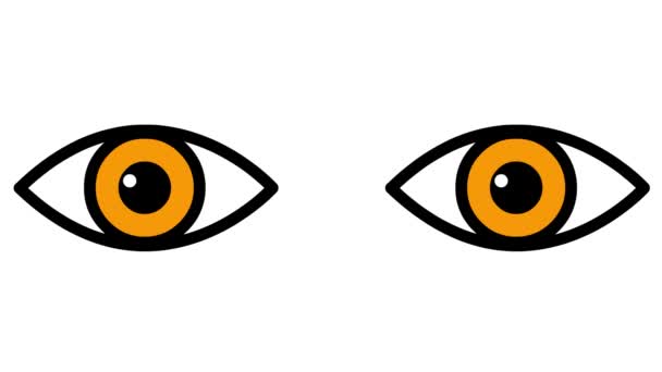 Κινούμενα Πορτοκαλί Δύο Μάτια Κλείνουν Ανοιγοκλείνει Μάτια Επίπεδη Εικόνα Βιντεοσκοπημένο — Αρχείο Βίντεο