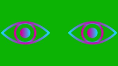 Animasyon pembe gözler kapanıyor. Göz açıp kapayıncaya kadar. Doğrusal simge. Döngülü video. Yeşil arkaplanda vektör illüstrasyonu.