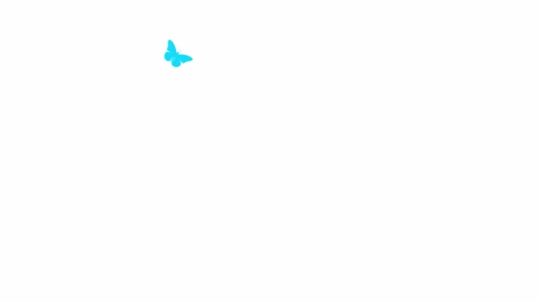 Анимированная Синяя Бабочка Летает Кругу Зацикленное Видео Концепция Лета Весны — стоковое видео