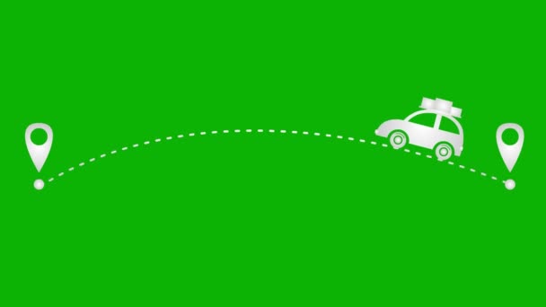 Анимированное Серебро Машина Едет Траектории Концепция Путешествия Машине Зацикленное Видео — стоковое видео