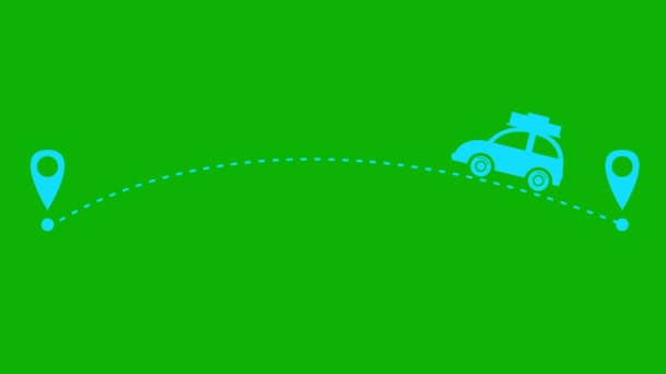 Azul Animado Carro Dirige Longo Uma Trajetória Conceito Viagem Carro — Vídeo de Stock