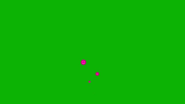 Анімований Рожевий Символ Емоцій Літає Знизу Догори Лінійні Піктограми Смайликів — стокове відео