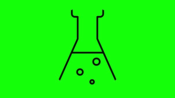 Beaker Negro Animado Con Líquido Símbolo Análisis Concepto Química Experimentos — Vídeo de stock