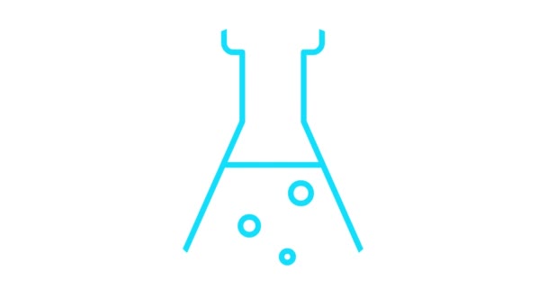 Animowana Niebieska Zlewka Płynem Symbol Analizy Koncepcja Chemii Eksperymentów Badań — Wideo stockowe