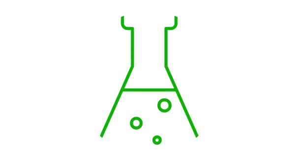 Beaker Verde Animado Con Líquido Símbolo Análisis Concepto Química Experimentos — Vídeo de stock