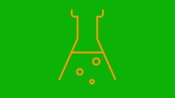 Becher Arancione Animato Con Liquido Simbolo Analisi Concetto Chimica Esperimenti — Video Stock