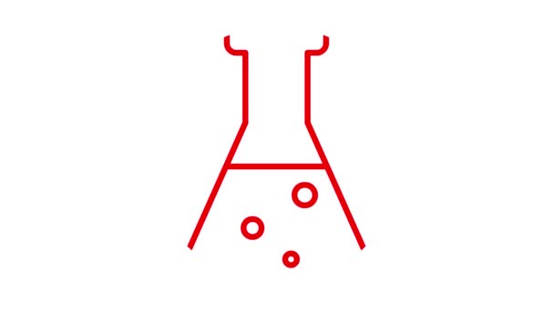 Sıvı Ile Canlandırılmış Kırmızı Deney Şişesi Analiz Sembolü Kimya Kavramı — Stok video