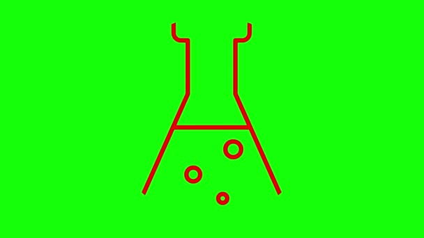 Анимационный Красный Стакан Жидкостью Символ Анализов Понятие Химии Экспериментов Исследований — стоковое видео