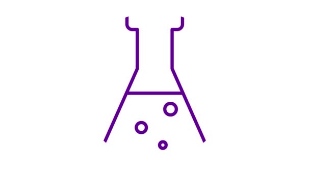 Animated Violet Beaker Liquid Symbol Analyses Concept Chemistry Experiments Research — Stock Video