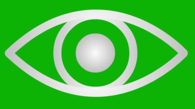 Canlandırılmış gümüş göz kapanıyor. Göz açıp kapayıncaya kadar. Doğrusal simge. Döngülü video. Yeşil arkaplanda vektör illüstrasyonu.